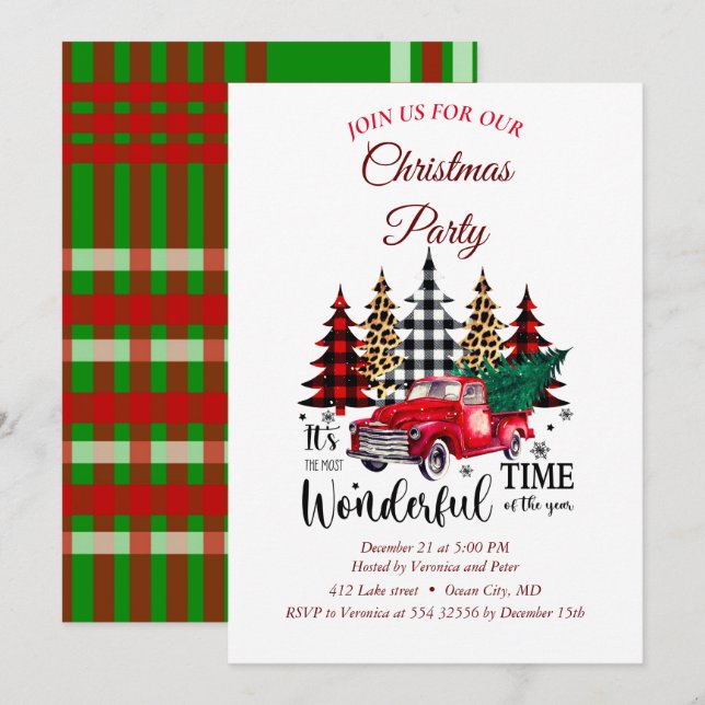 Elegant sweet Christmas invitation (Front/Back)