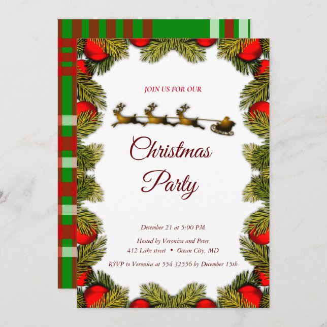 Elegant sweet Christmas invitation (Front/Back)