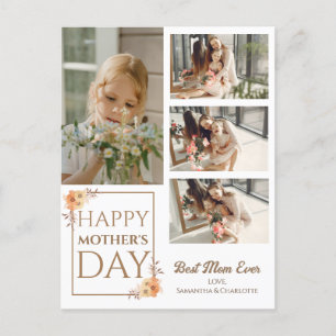 Elegant Sweet Floral Happy mothers Day Four photo Holiday Postcard