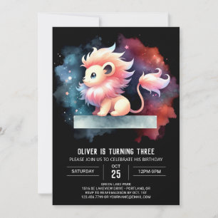 Elegant Sweet Lion Birthday Invitation