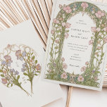 Elegant Sweet Pea Art Nouveau Wedding  Invitation<br><div class="desc">This exquisite wedding invitation set features a stunning Art Nouveau design adorned with intricate sweet pea flower motifs. The front of the invitation beautifully frames the wedding details with lush green foliage and delicate sweet peas in shades of pink and soft yellow, set against a classic white background. The back...</div>