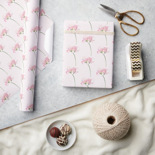 Elegant Sweet Pea Floral Pattern Wrapping Paper (Crafts)