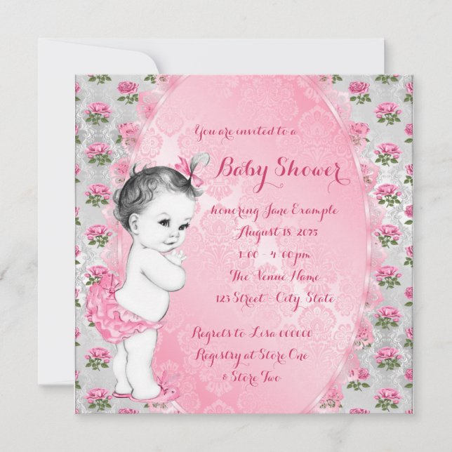 Elegant Sweet Pink Baby Shower Invitation (Front)