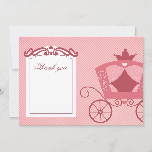 Elegant sweet pink carriage thank you card (Front)