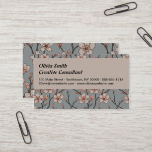 Elegant Sweet Pink Flower Blossom Cherry Pattern Business Card