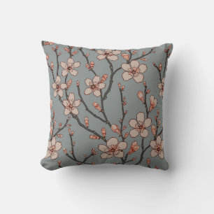 Elegant Sweet Pink Flower Blossom Cherry Pattern Cushion