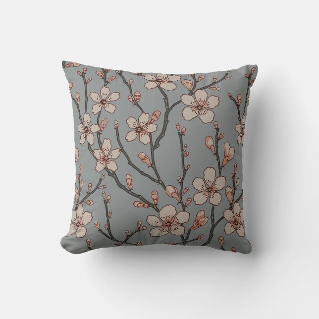 Elegant Sweet Pink Flower Blossom Cherry Pattern Cushion (Front)