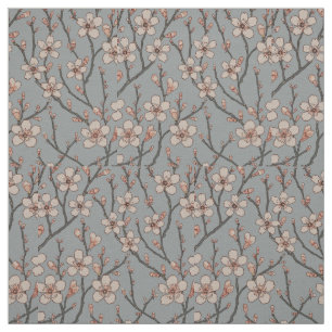 Elegant Sweet Pink Flower Blossom Cherry Pattern Fabric