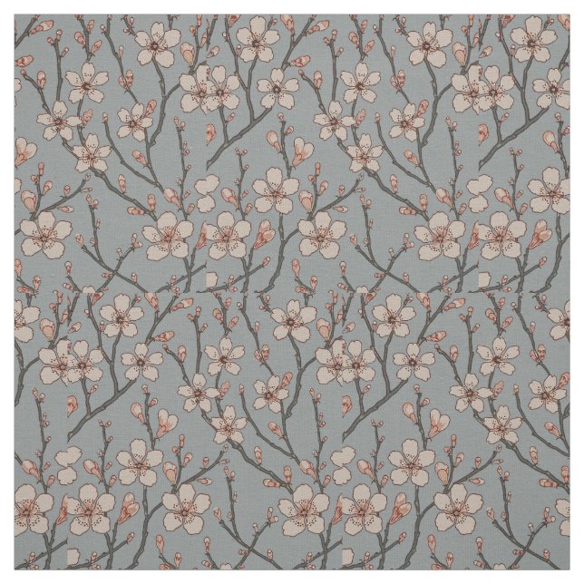 Elegant Sweet Pink Flower Blossom Cherry Pattern Fabric (Swatch)