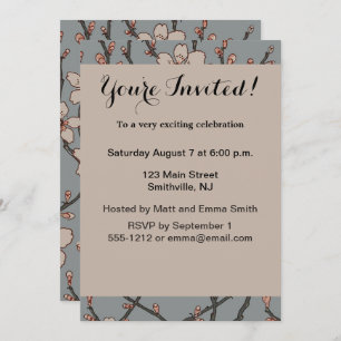 Elegant Sweet Pink Flower Blossom Cherry Pattern Invitation