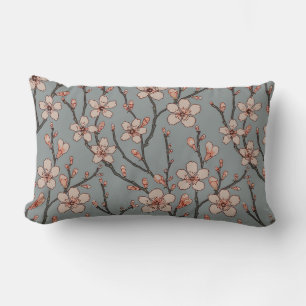 Elegant Sweet Pink Flower Blossom Cherry Pattern Lumbar Cushion