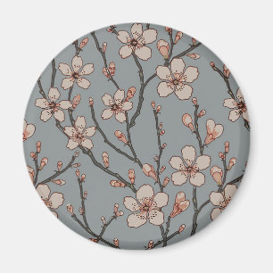 Elegant Sweet Pink Flower Blossom Cherry Pattern Magnet