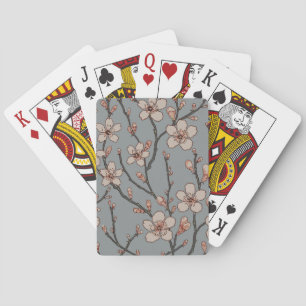 Elegant Sweet Pink Flower Blossom Cherry Pattern Playing Cards