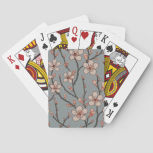 Elegant Sweet Pink Flower Blossom Cherry Pattern Playing Cards