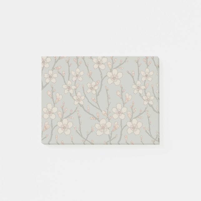 Elegant Sweet Pink Flower Blossom Cherry Pattern Post-it Notes (Front)