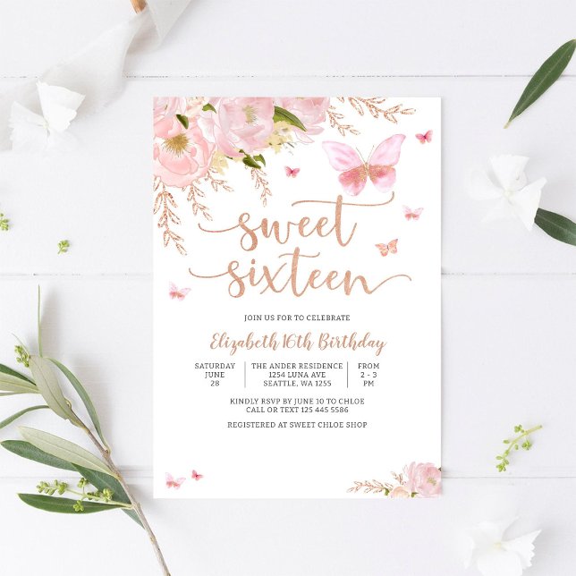 Elegant Sweet Sixteen Birthday Invitation (Creator Uploaded)