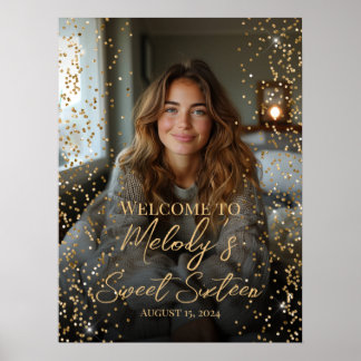 Elegant sweet sixteen birthday welcome sign