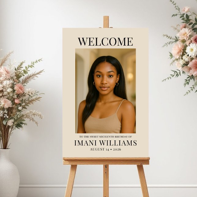 Elegant Sweet Sixteen Photo Birthday Welcome Poster (Creator Uploaded)