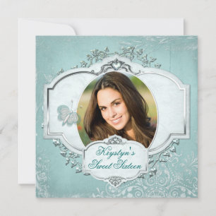 Elegant Sweet Sixteen Photo Invitation - Teal