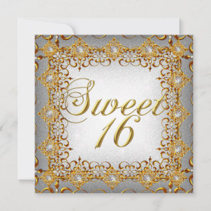 Elegant Sweet Sixteen Sweet 16 Gold Diamonds Invitation