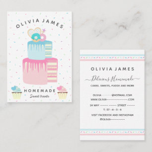 Elegant sweet treats cake cupcake and bakery business card