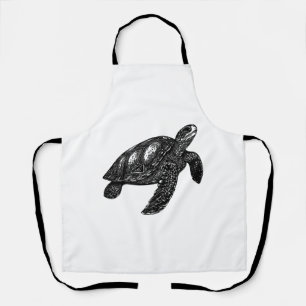 Elegant Swimming Old Water Turtle Apron