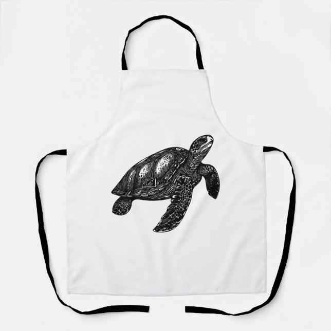 Elegant Swimming Old Water Turtle  Apron (Front)