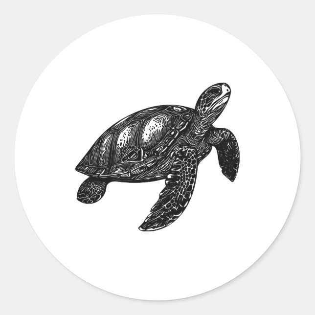 Elegant Swimming Old Water Turtle Copy Classic Round Sticker (Front)