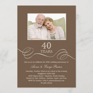 Elegant Swirl Anniversary Photo Invitation