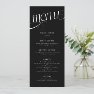 Elegant Swirl Black Wedding Menu