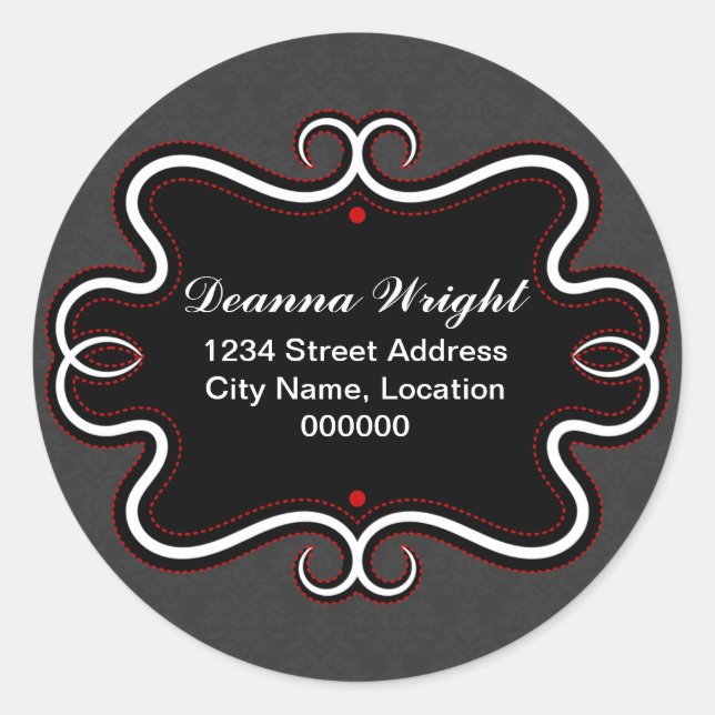 Elegant Swirl Border and Damask Stickers (Front)