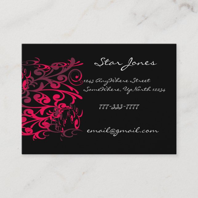 Elegant Swirl Business Card -Purple (Front)