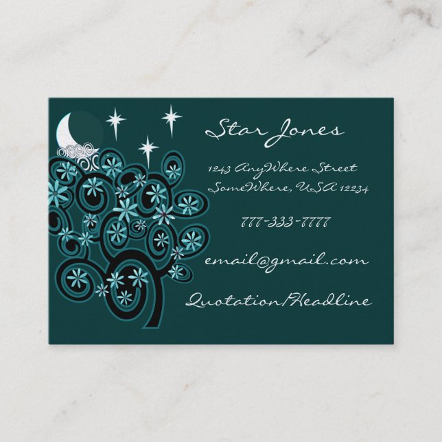 Elegant Swirl Business Card - With Stars (Front)