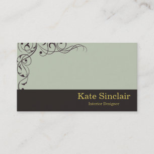 Elegant Swirl Floral Vine Border Interior Designer Business Card