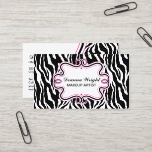 Elegant Swirl Frame & Zebra Print Business Card