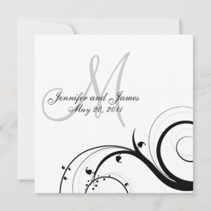 Elegant Swirl Monogram Wedding Invitation Front