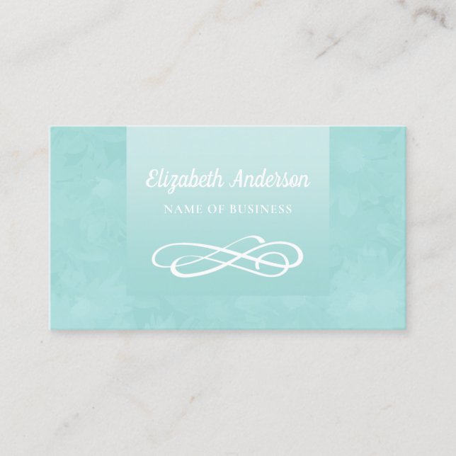 Elegant Swirl Pastel Blue Visiting Contact Business Card (Front)