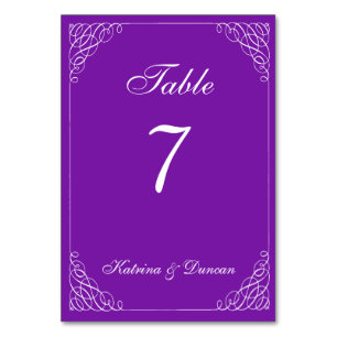 Elegant Swirl Purple Personalised Table Card