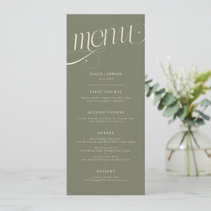 Elegant Swirl Sage Green Wedding Menu