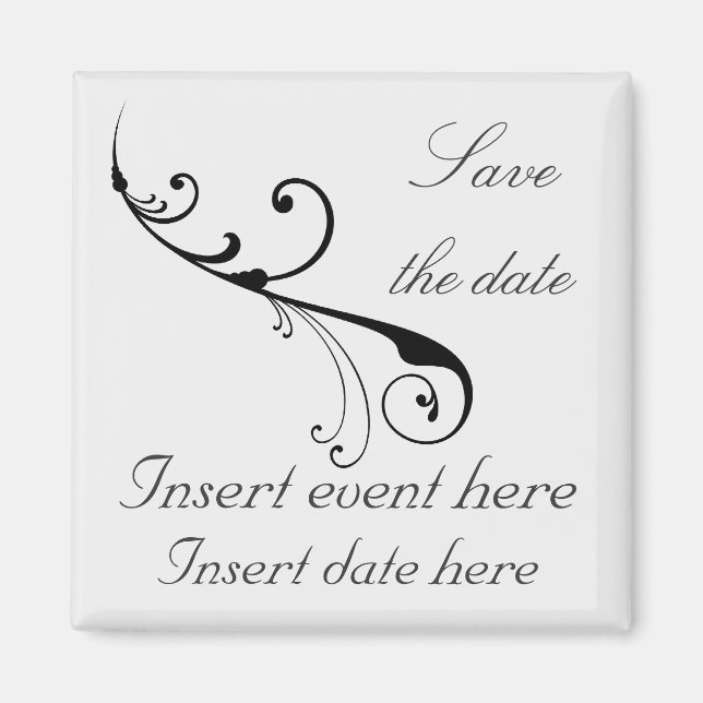 Elegant Swirl Save the date Magnet Template (Front)