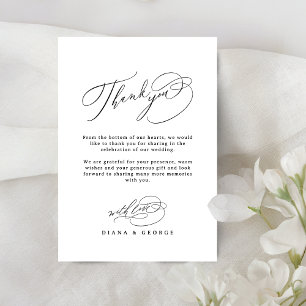 Elegant Swirl Script Simple Wedding Thank You Card