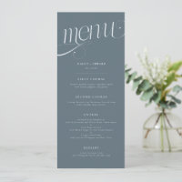 Elegant Swirl Slate Blue Wedding Menu