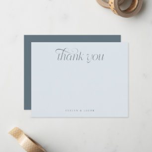 Elegant Swirl Typography Slate Blue Wedding Card