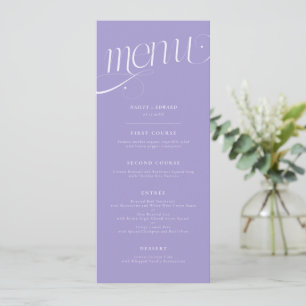 Elegant Swirl Violet Wedding Menu