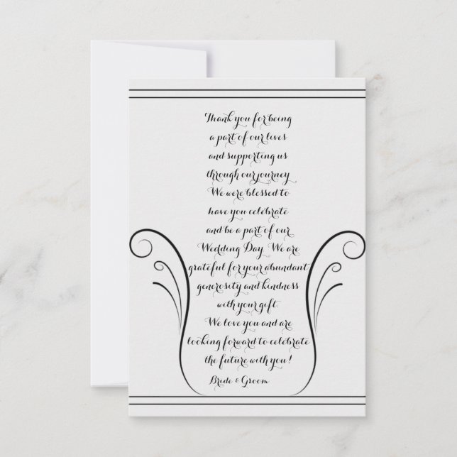 Elegant Swirl Wedding Thank You Card (Front)