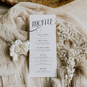 Elegant Swirl White Wedding Menu