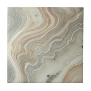 Elegant Swirled Marble Texture with Silver Accents Ceramic Tile