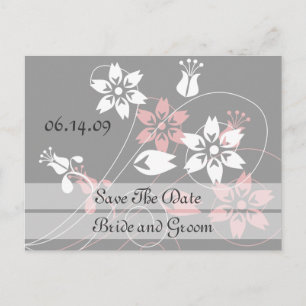 Elegant Swirls And Flowers Save The Date Postcards