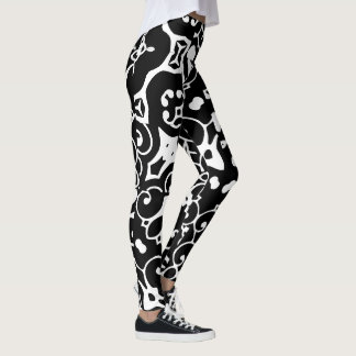 Elegant Swirls Black White 4Annie Leggings