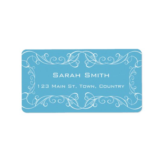 Elegant Swirls Blue Wedding Return RSVP Labels